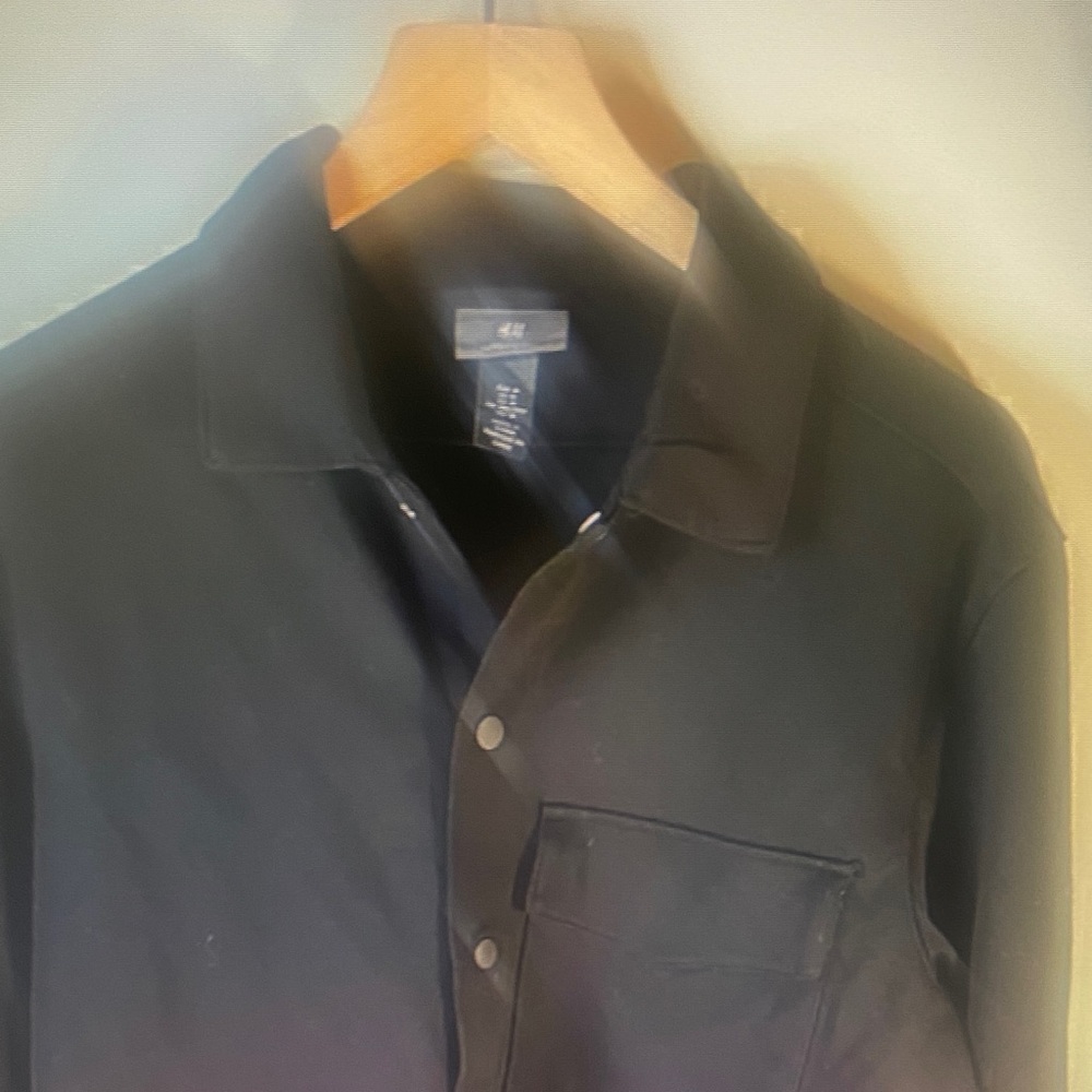 H&M Black Cupro Snap On Button Shirt Women’s Medium